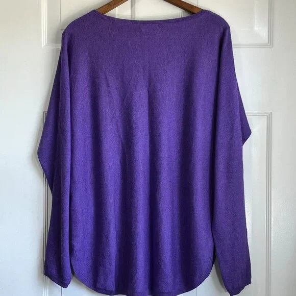 Polo Ralph Lauren Purple V Neck Pull Over Preppy Knit Sweater Women Size Medium - Picture 2 of 7